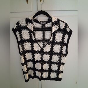 Black and White Crochet Top